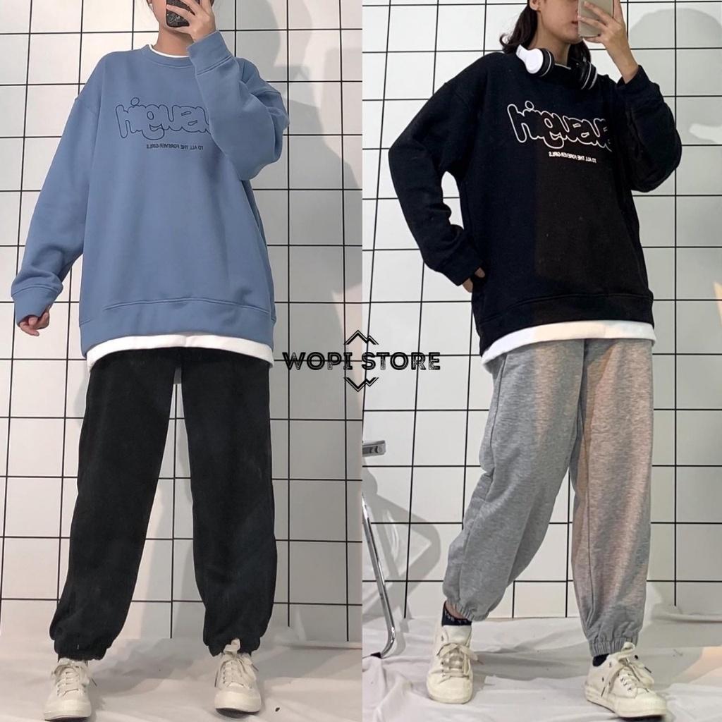 Áo Sweater Form Rộng Phối Layer SUSUGIRL Nỉ Bông Dày Dặn Ulzzang Unisex