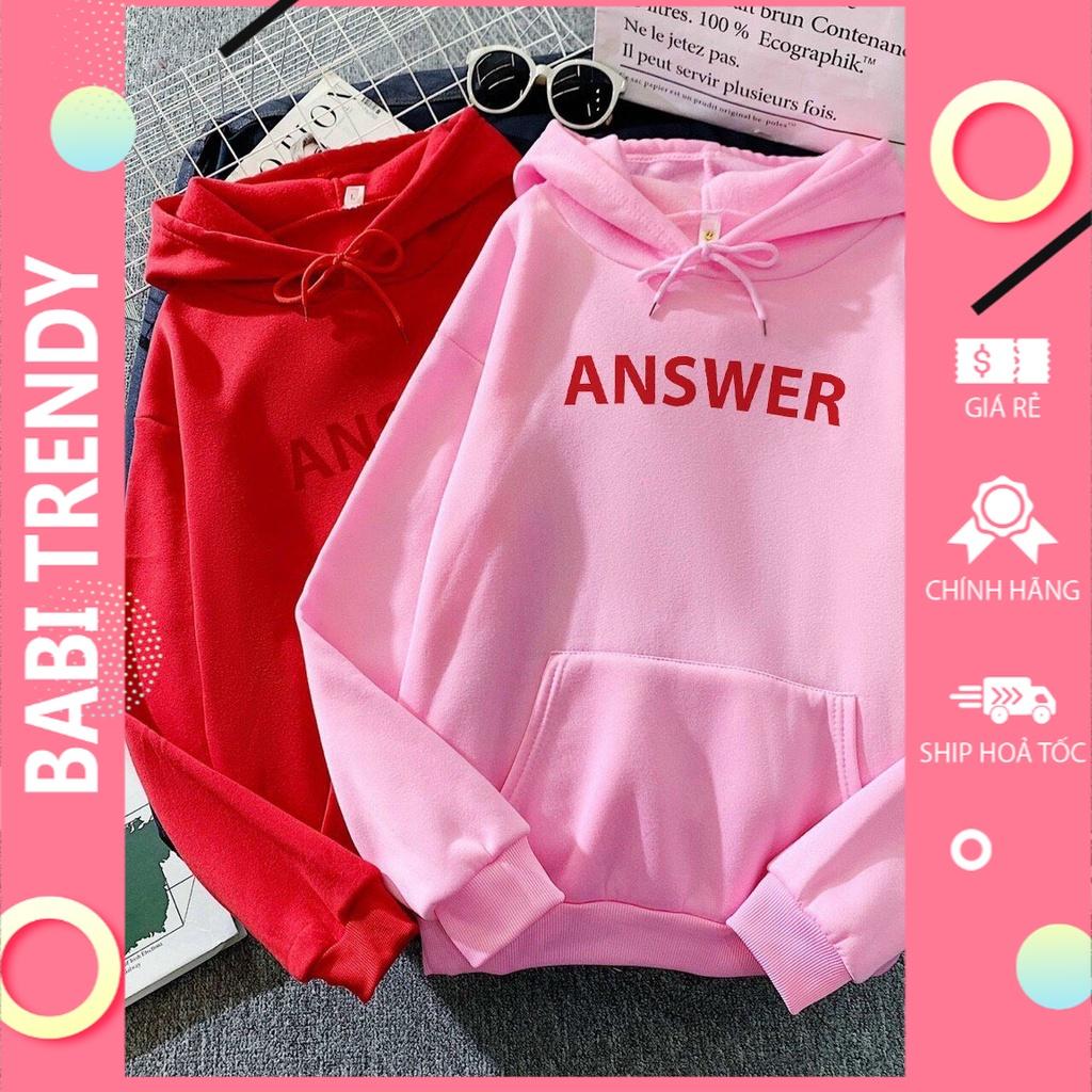 Áo hoodie nam nữ áo khoác Answer unisex nỉ phong cách ovesize siêu đẹp Form Rộng – ST14 - babitrendy