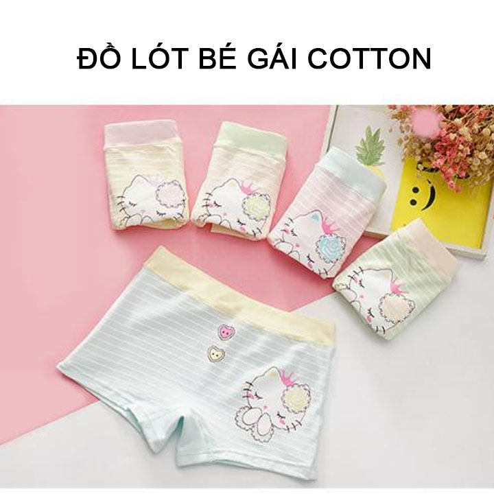 Combo 5 chiếc quần lót bé gái vải cotton cao cấp nguyên chất