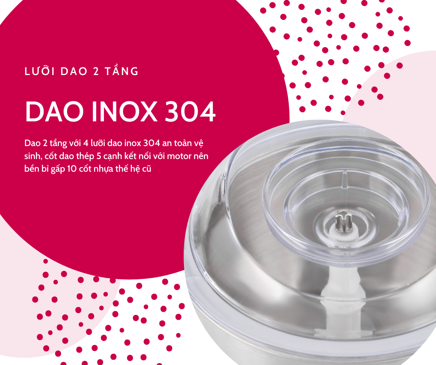 Máy xay thịt đa năng cối inox Mishio MK157 1.8L - Hàng chính hãng