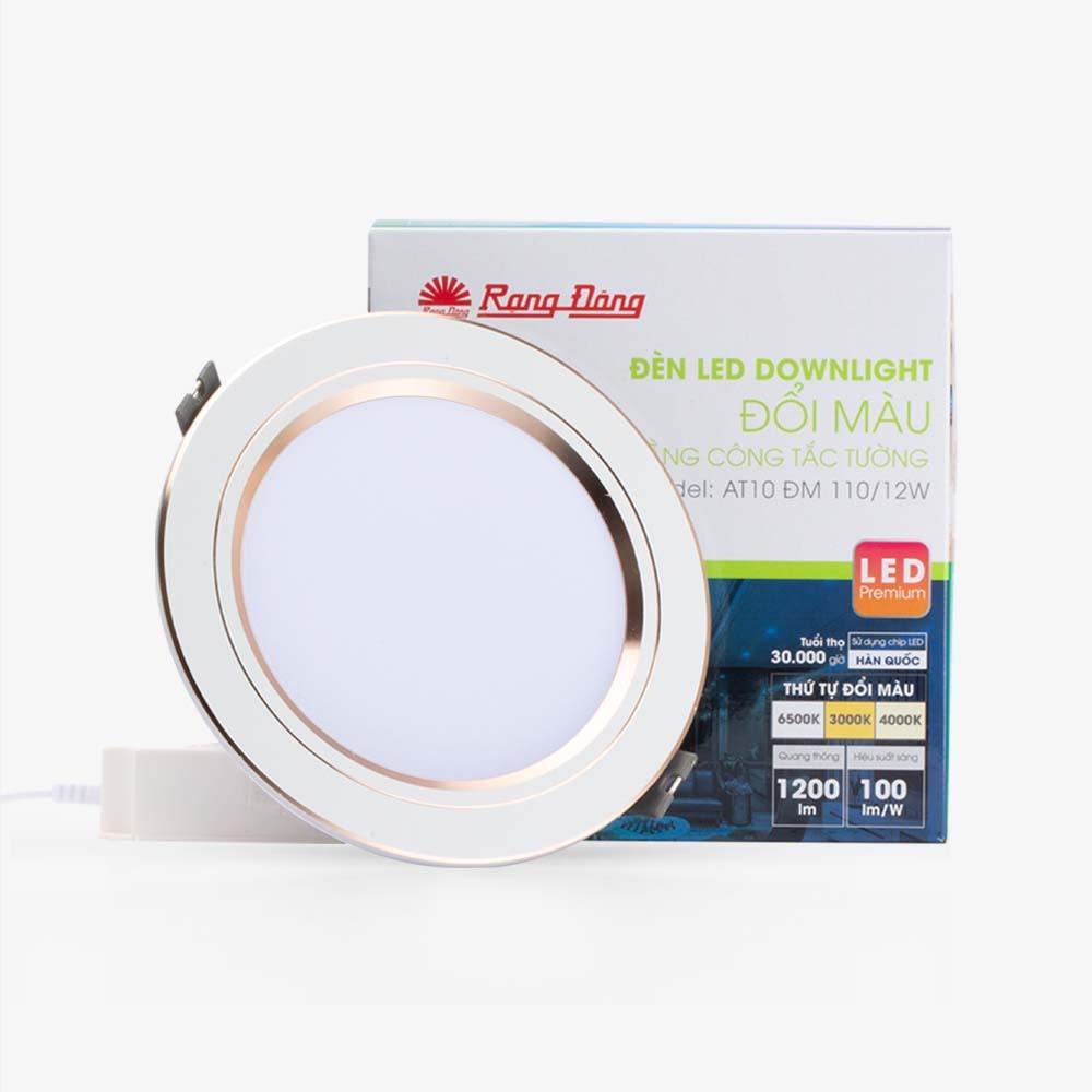 Đèn LED Rạng Đông âm trần downlight đổi màu 12W Model: AT10 ĐM 110/12W