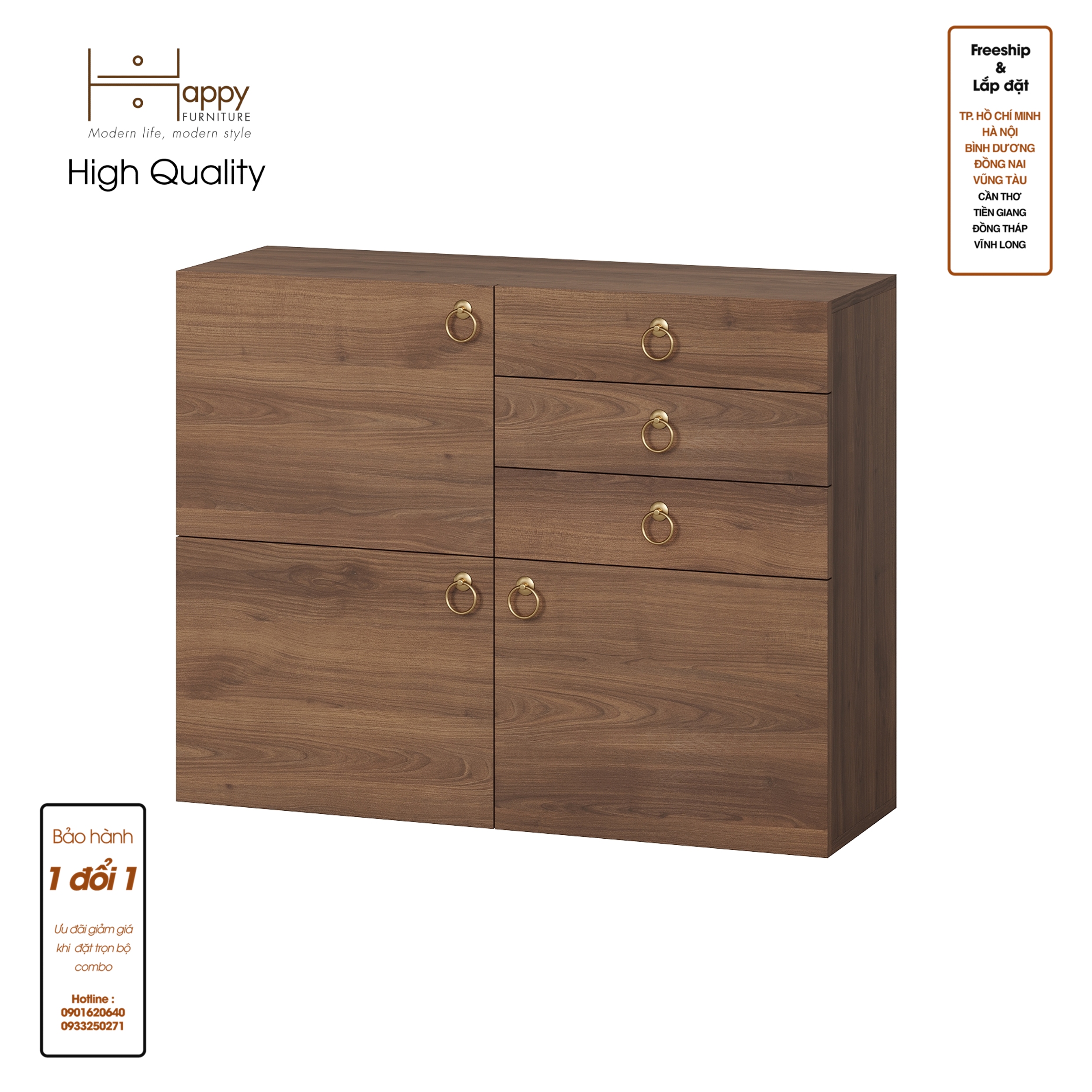 [Happy Home Furniture] WESLEY, Tủ đựng đồ 3 ngăn kéo- 3 ngăn cửa mở,  90cm x 30cm x 70cm ( DxRxC), TCM_017