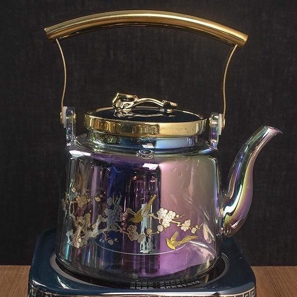 Bộ Bếp Hồng Ngoại Bọc Sứ và Ấm Thủy Tinh Borosilicate Đun Nước Bàn Trà Hàng Cao Cấp