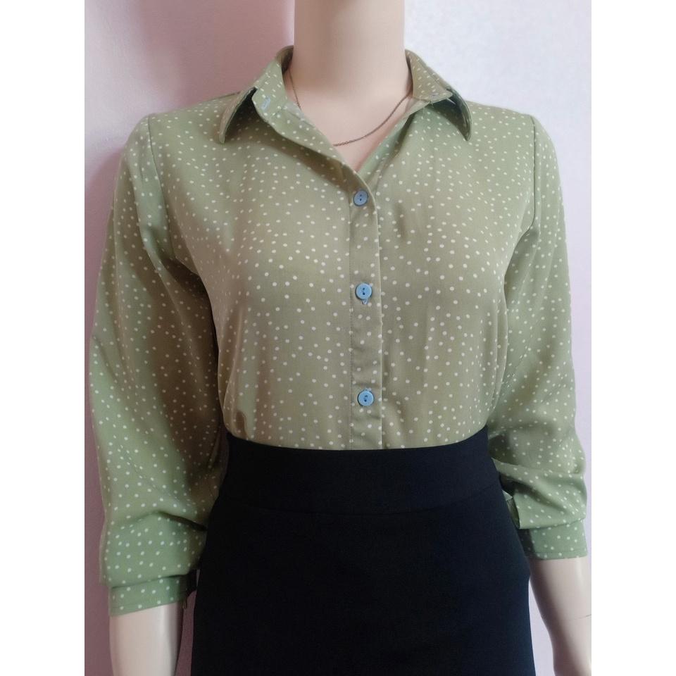 Áo sơ mi nữ lụa chấm bi A4097 đủ size 40-90kg
