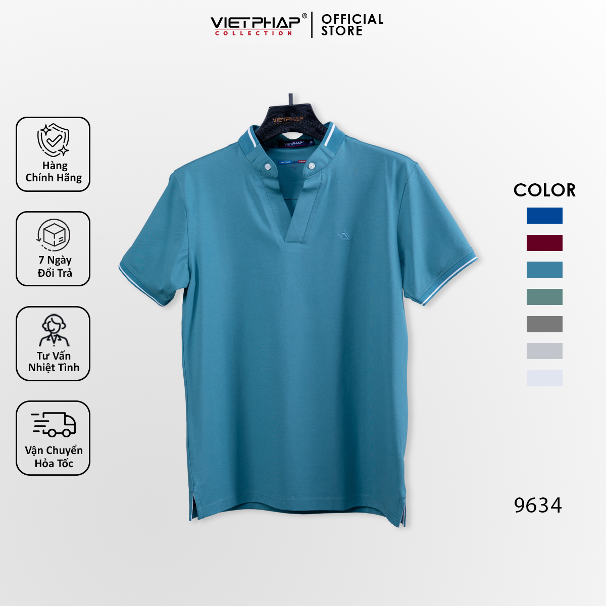 Áo Thun 4 Chiều Màu Cao Cấp VIỆT PHÁP / Form Luxury - Chất liệu cotton co dãn và thấm hút mồ hôi tốt 9634