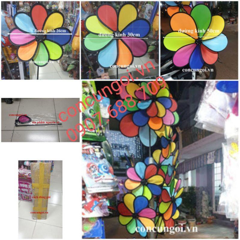 Chong chóng cầu vồng 8 cánh, gọng nhựa, đường kính 30cm