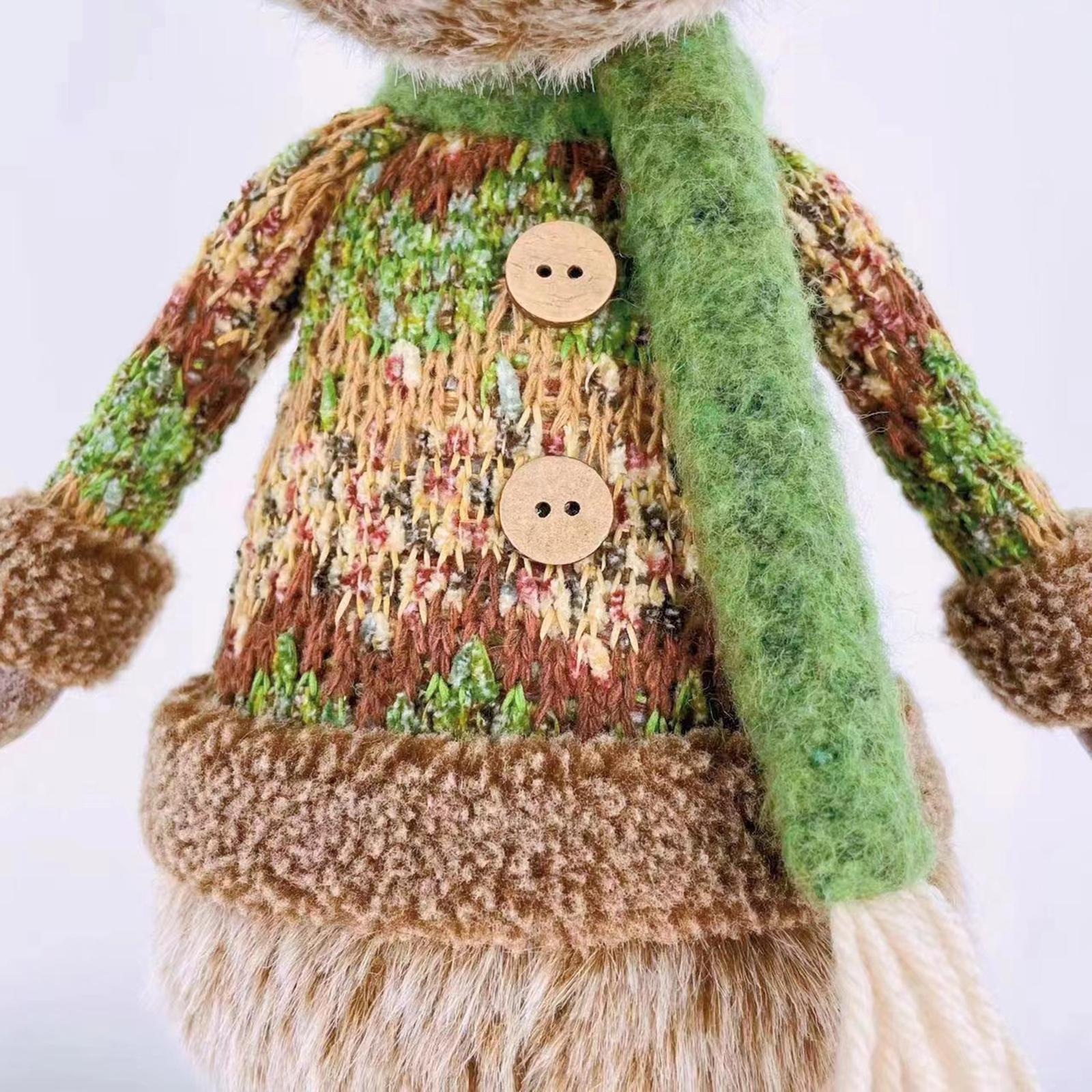 Christmas Reindeer Plush Toy Standing Doll Statue Stuffed Animal Hanging Sculpture for Bedroom Farmhouse Decoration