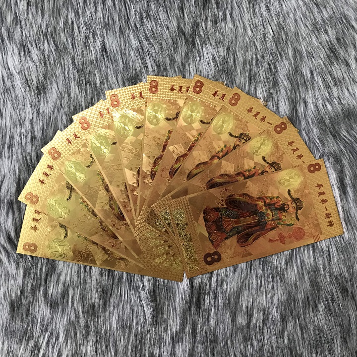 Vật phẩm sưu tầm tờ tiền Thần Tài màu vàng, cầu may mắn, tài lộc, dùng để trang trí trong nhà, mang theo trong ví - SP002380