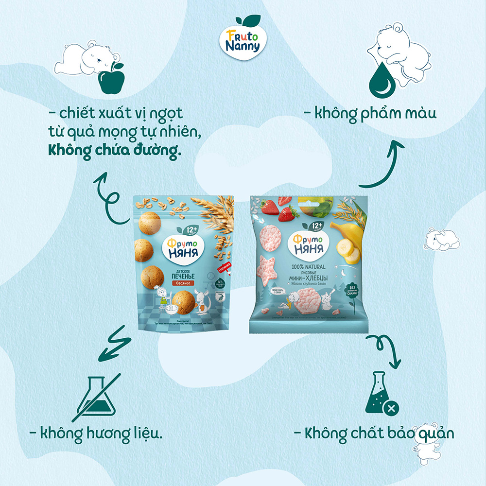 [Gói] Bánh Quy Ăn Dặm FrutoNanny Ngũ Cốc Các Vị