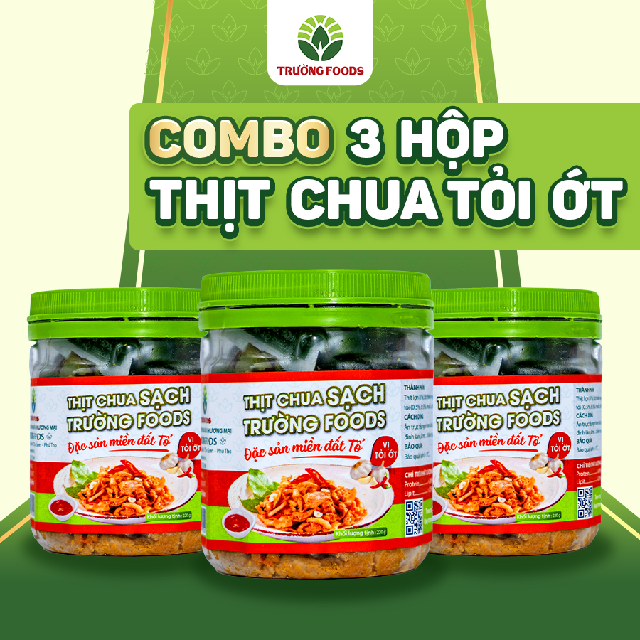 Combo 3 Hộp Thịt Chua Tỏi Ớt Trường Foods 180g/Hộp