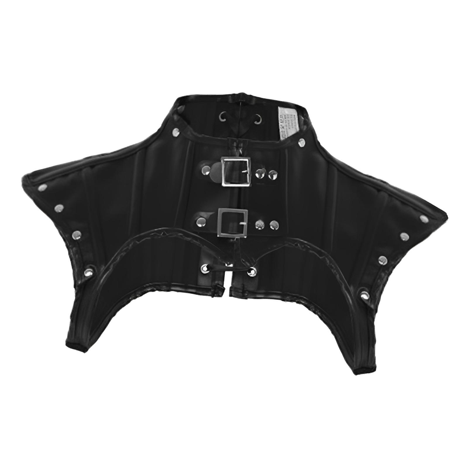 Retro Women's Steampunk Black PU Leather Costume Corset Top Jacket