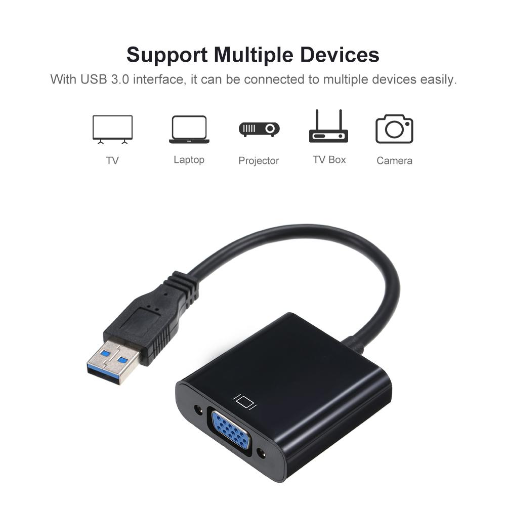 Cáp chuyển đổi USB 3.0 sang VGA độ phân giải 1080p cho Máy tính xách tay, Máy chiếu, Ti vi