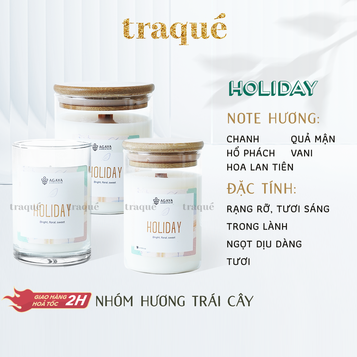 Nến thơm tinh dầu cao cấp không khói an toàn Candle Cup - Holiday - XS - 45g
