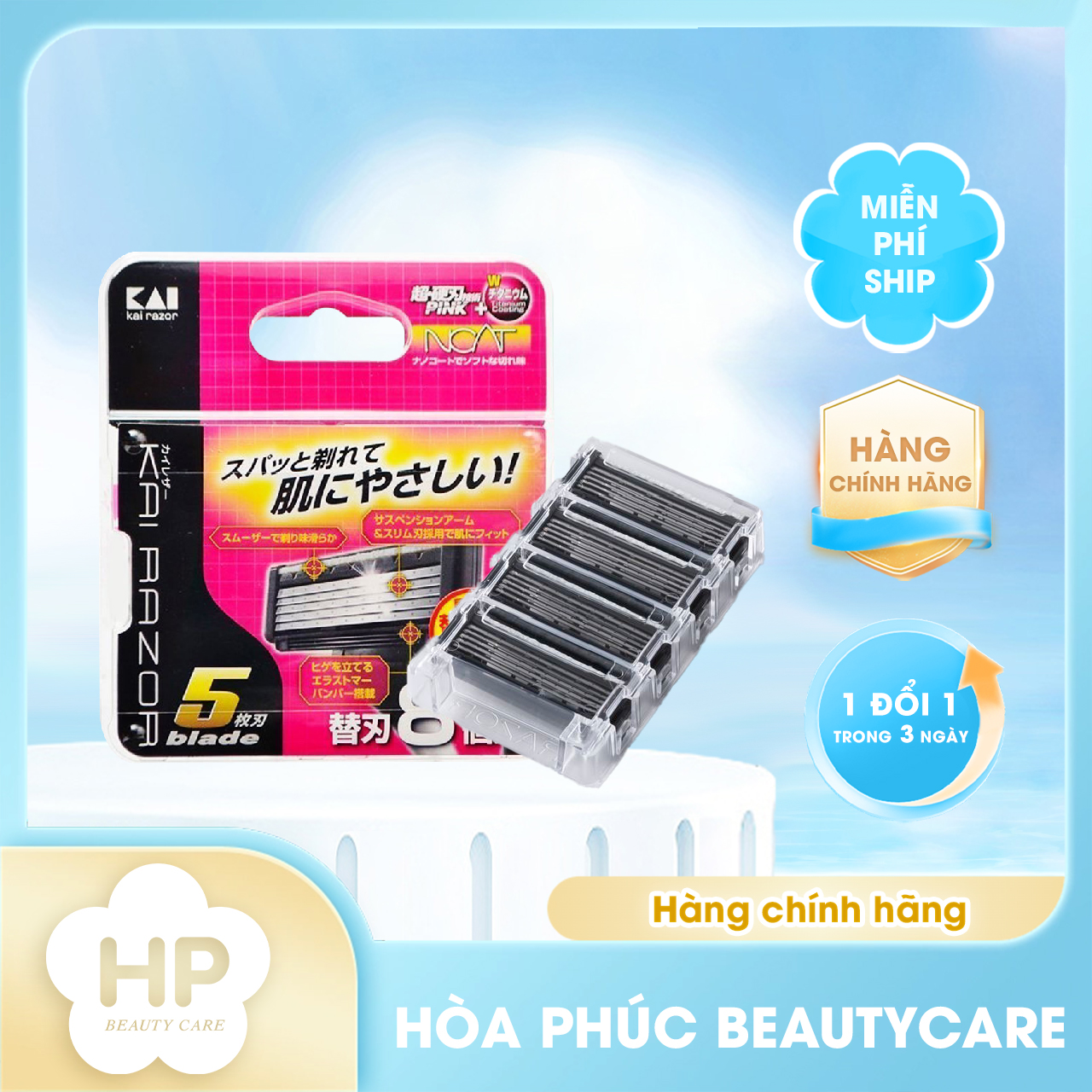Hộp 4 Lưỡi Dao Cạo Râu Thay Thế Kai (Dao 5 Lưỡi Kép) Bse-4kr5 (01714)