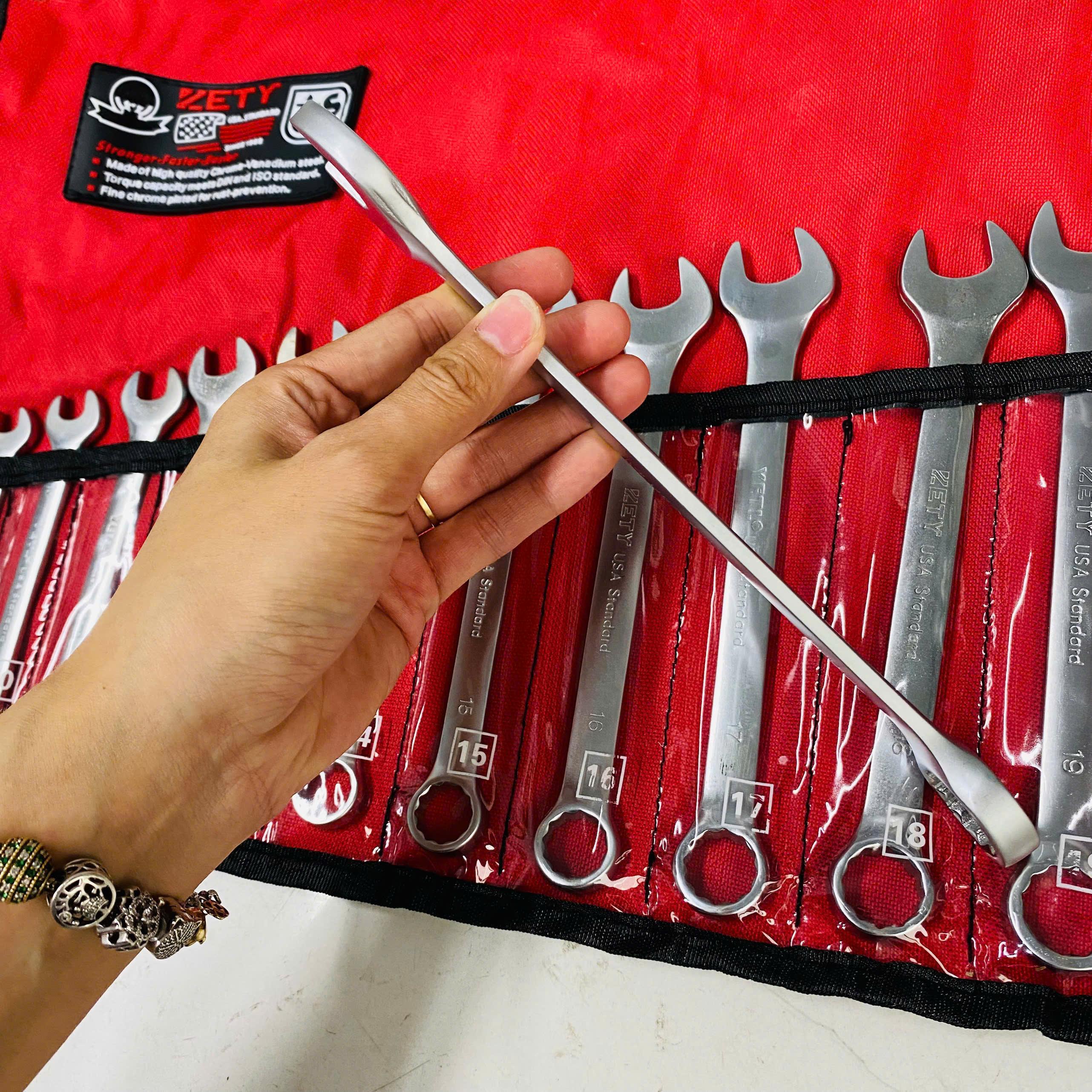 Bộ cờ lê ZETY 14 cây tiêu chuẩn USA 8-24mm và 8-32mm Chất Liệu Thép Crôm-Vanadi Đa Năng