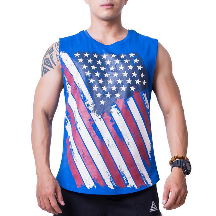 Áo Tank-top Tập Gym Nam Fitme Cotton FAGMCT-BI (Xanh bích)