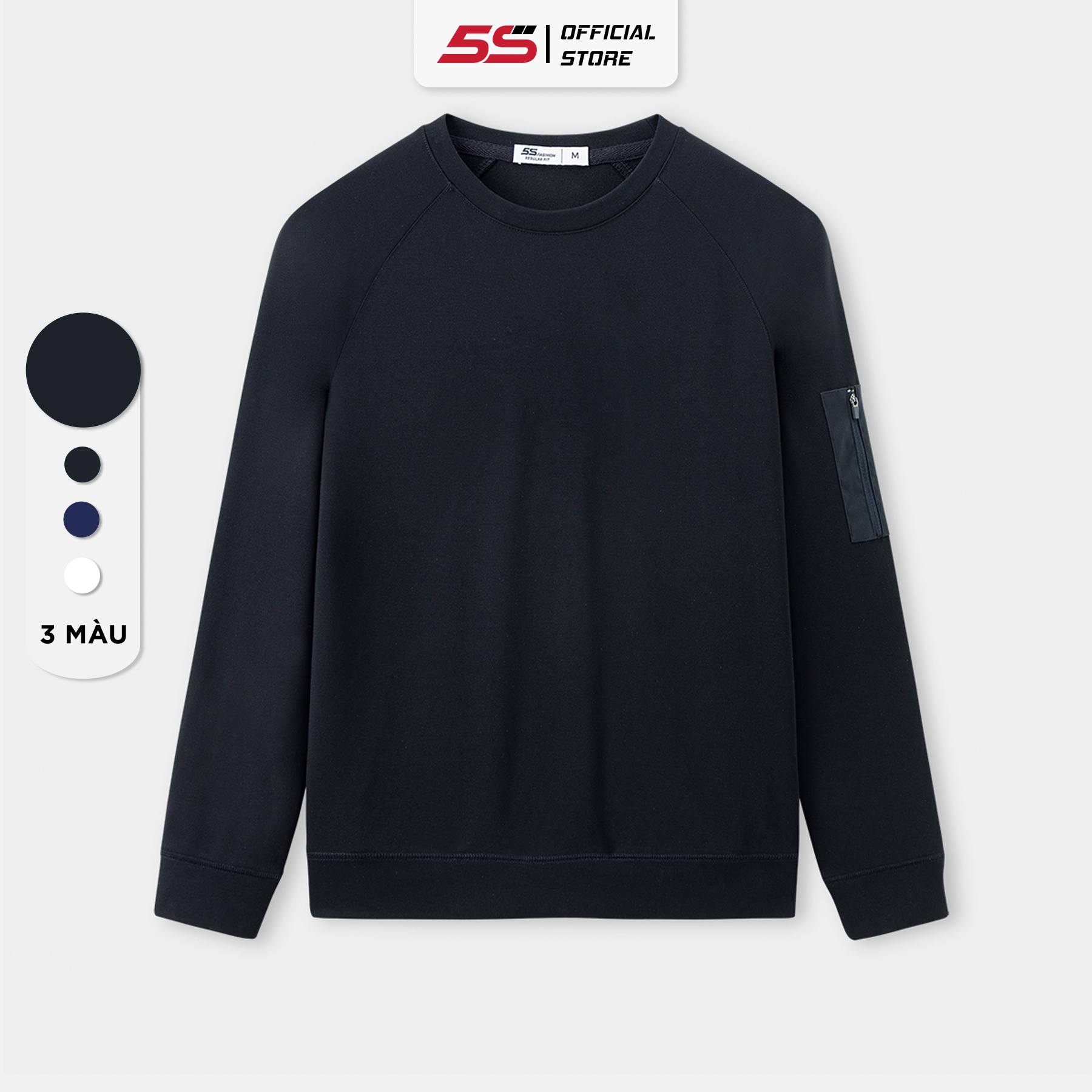 Áo Sweater Nam 5S FASHION Chất Rayon, Cổ Tròn, Thiết Kế Tay Raglan Có Túi Kéo Khóa Trẻ Trung, Khỏe Khoắn (ANO23002)