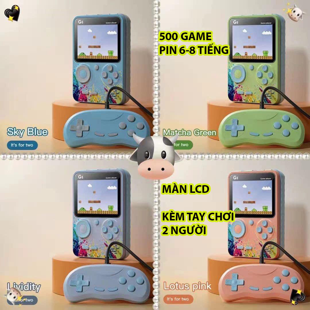 Máy chơi game 4 nút mini cầm tay cao cấp, sẵn 500 game, màn hình LCD, kèm tay cầm 2 người chơi, pin dung lượng 6-8 tiếng