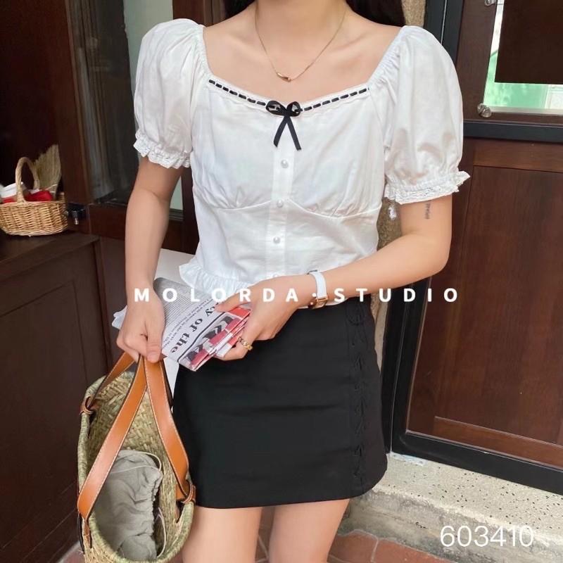 Somi croptop viền ren chun lưng tiểu thư 603410