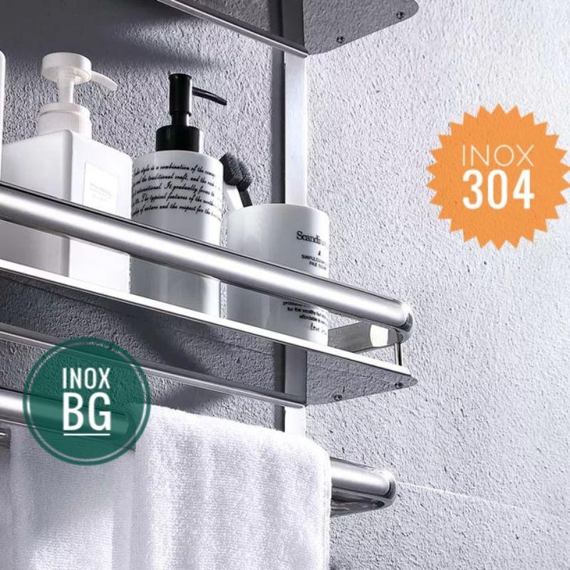Kệ để đồ nhà tắm 3 tầng có móc treo và thanh treo khăn