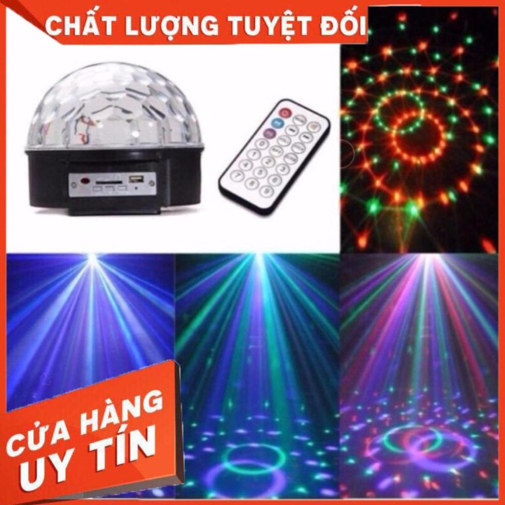 Đèn LED quả cầu cảm ứng xoay pha lê 7 màu nhấp nháy theo nhạc -  Đèn vũ trường cảm ứng 7 màu cao cấp