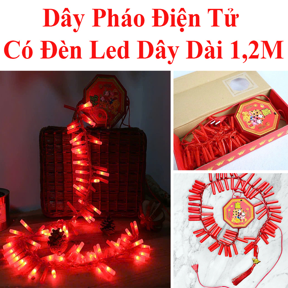 Dây Đèn Điện Tử Đèn Led Nháy Chớp Có Âm Thanh Nổ Dây Dài 1,2M