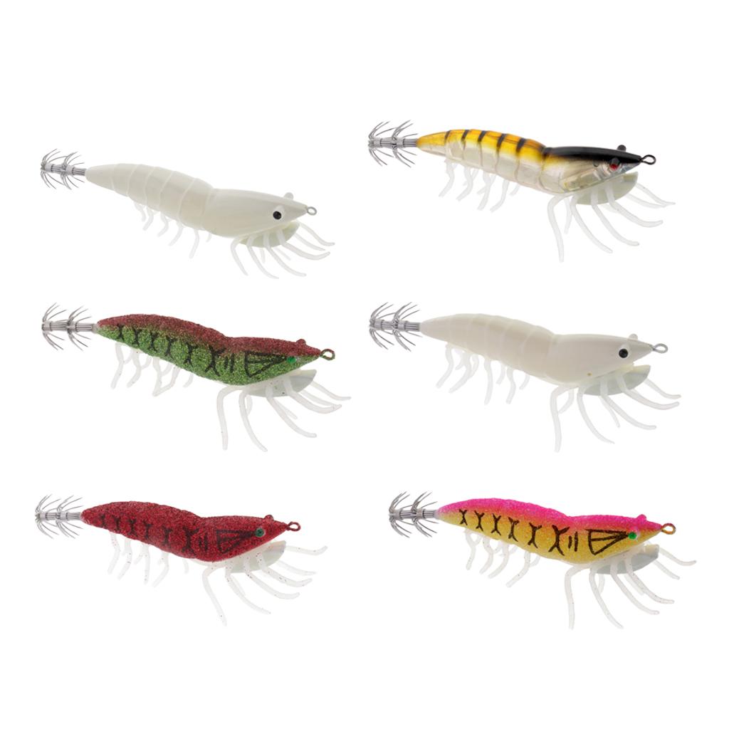 Squid Jigs Hooks Shrimp Artificial Wood Shrimp Plastic White Fishing Lure