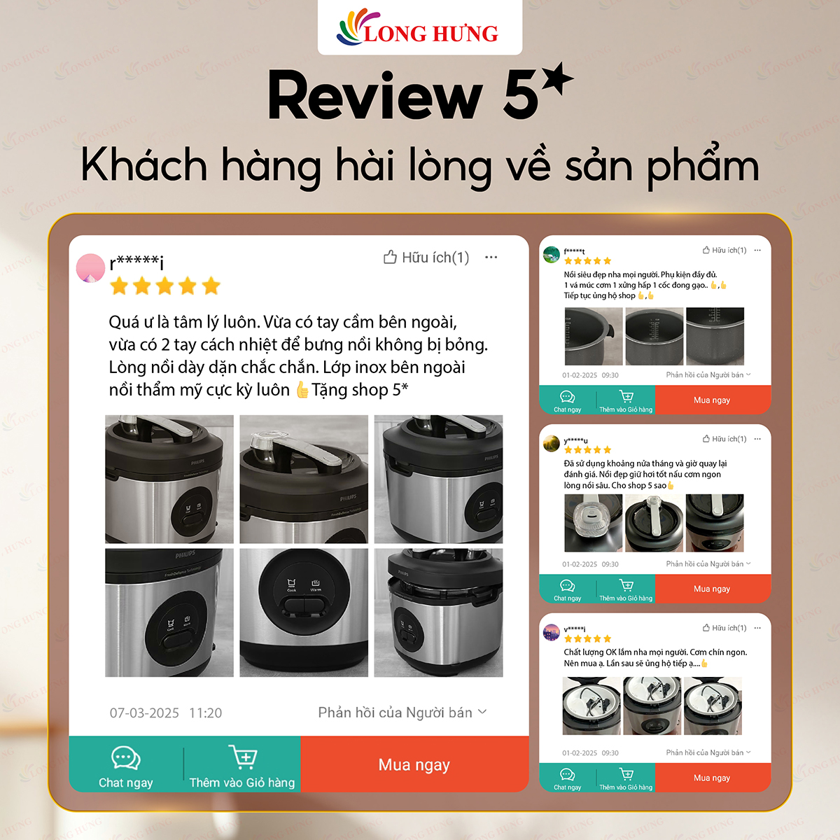 Nồi cơm điện nắp gài Philips 1.8 lít HD3213/31 - Hàng chính hãng