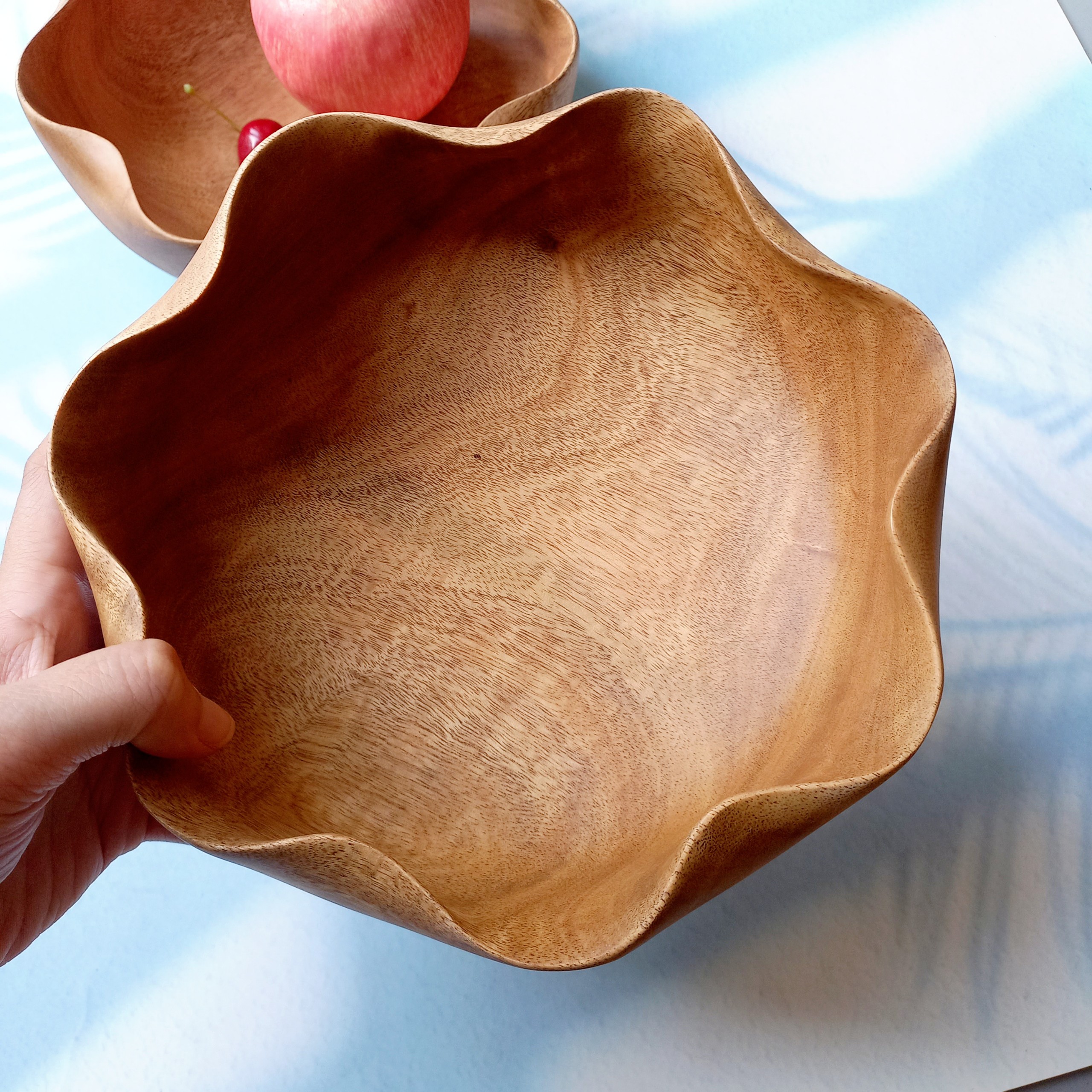 Bát Salad Gỗ Keo Vitrapro Không Lo Rơi Vỡ Size 20x7cm Hình Hoa Độc Đáo