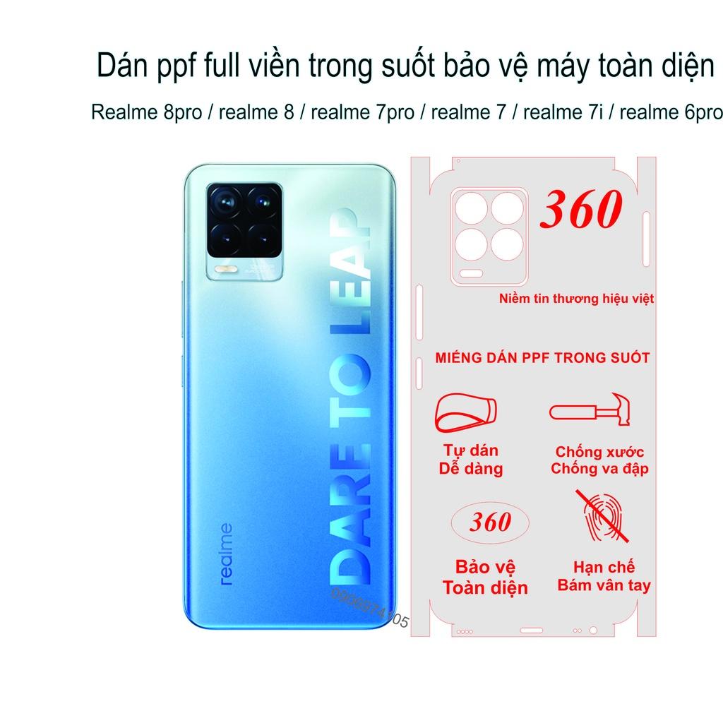 Miếng Dán PPF Full viền dành cho Realme 8pro / Realme 8 / Realme 7 / Realme 7pro / Realme 6pro / Realme 7i