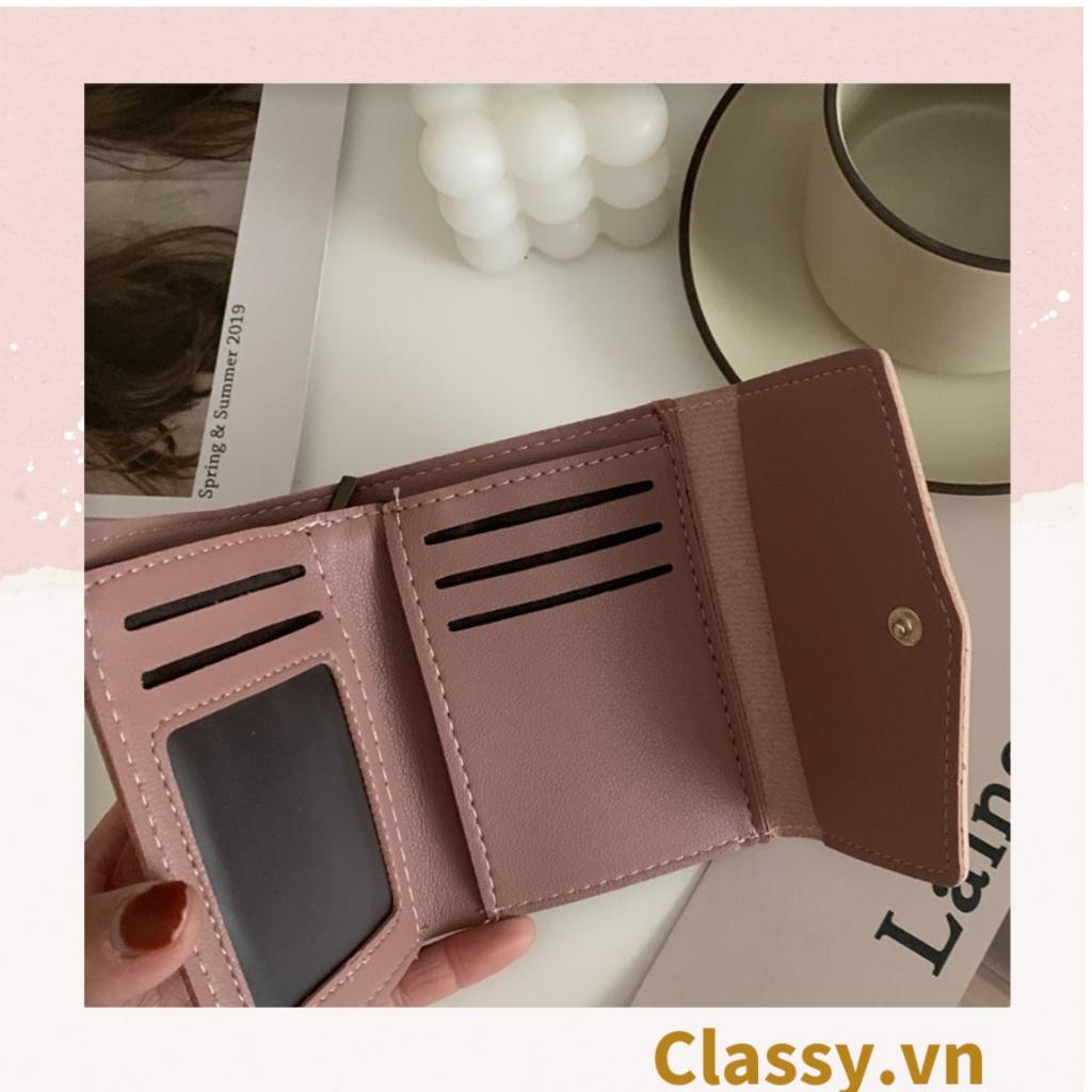 Ví nữ Classy mini cầm tay cao cấp, màu trơn, có nút bấm T1161