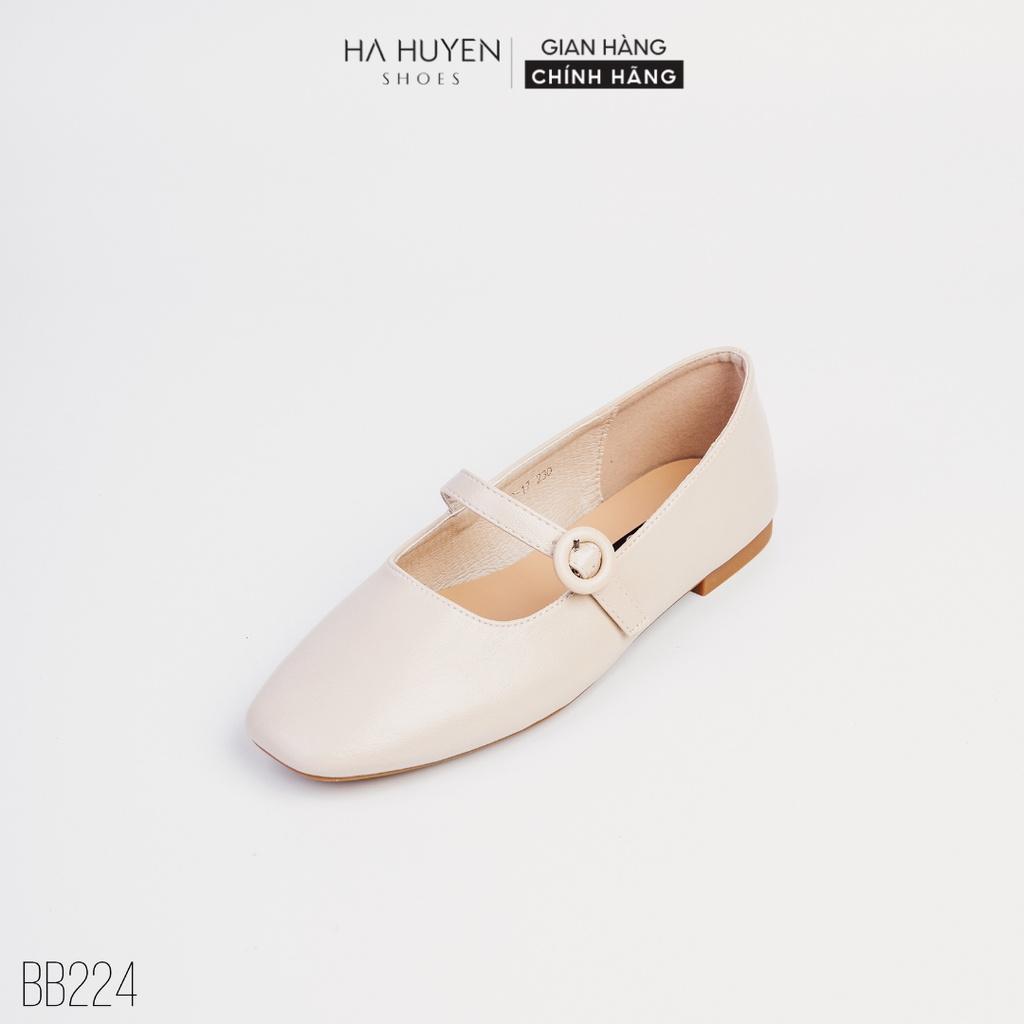 Giày búp bê nữ Hà Huyền Shoes mũi vuông đai ngang bánh bèo - BB224