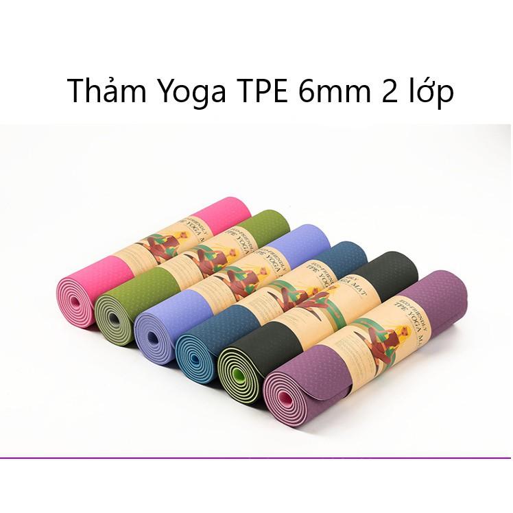 Thảm tập gym và yoga TPE 2 lớp đủ màu, thảm tập yoga tpe 2 lớp 6mm cao cấp, chất liệu an toàn khi tiếp xúc với da