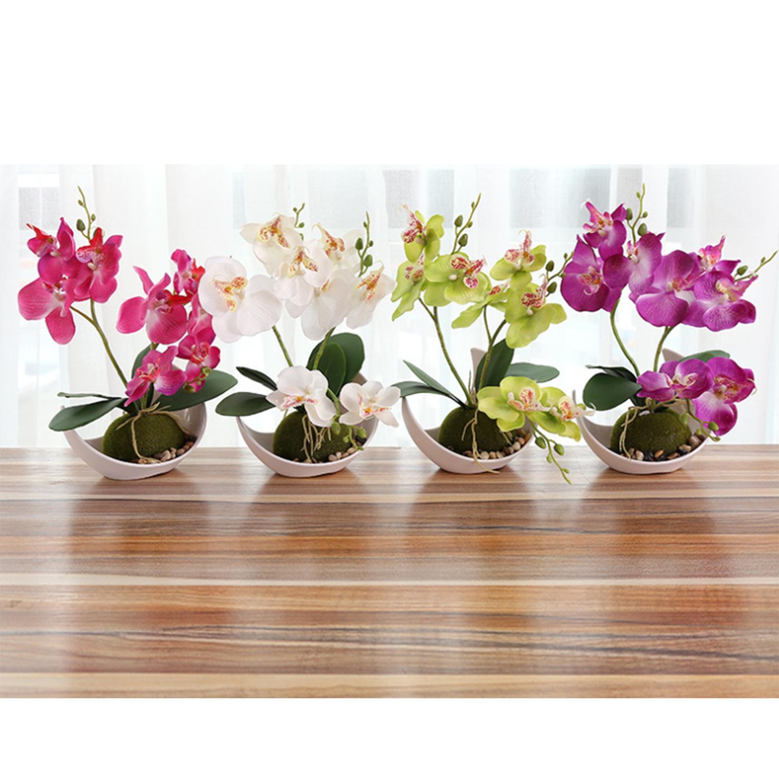 2X Vase with Artificial Flower Set Silk Flower Home Indoor Decor