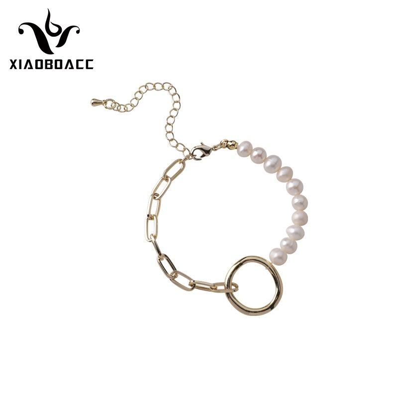 XiaoboACC Baroque Freshwater Pearl Circle Chain Bracelet