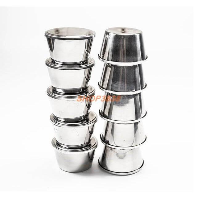 combo 10 khuôn flan + 10 Nắp Inox + 10 nắp nhựa khít