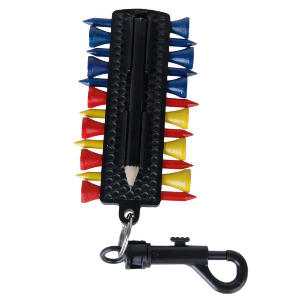 GOLF TEE HOLDER CARRIER 12 Tees 2 Ball Markers Divot Tool Pencil W Snap Clip