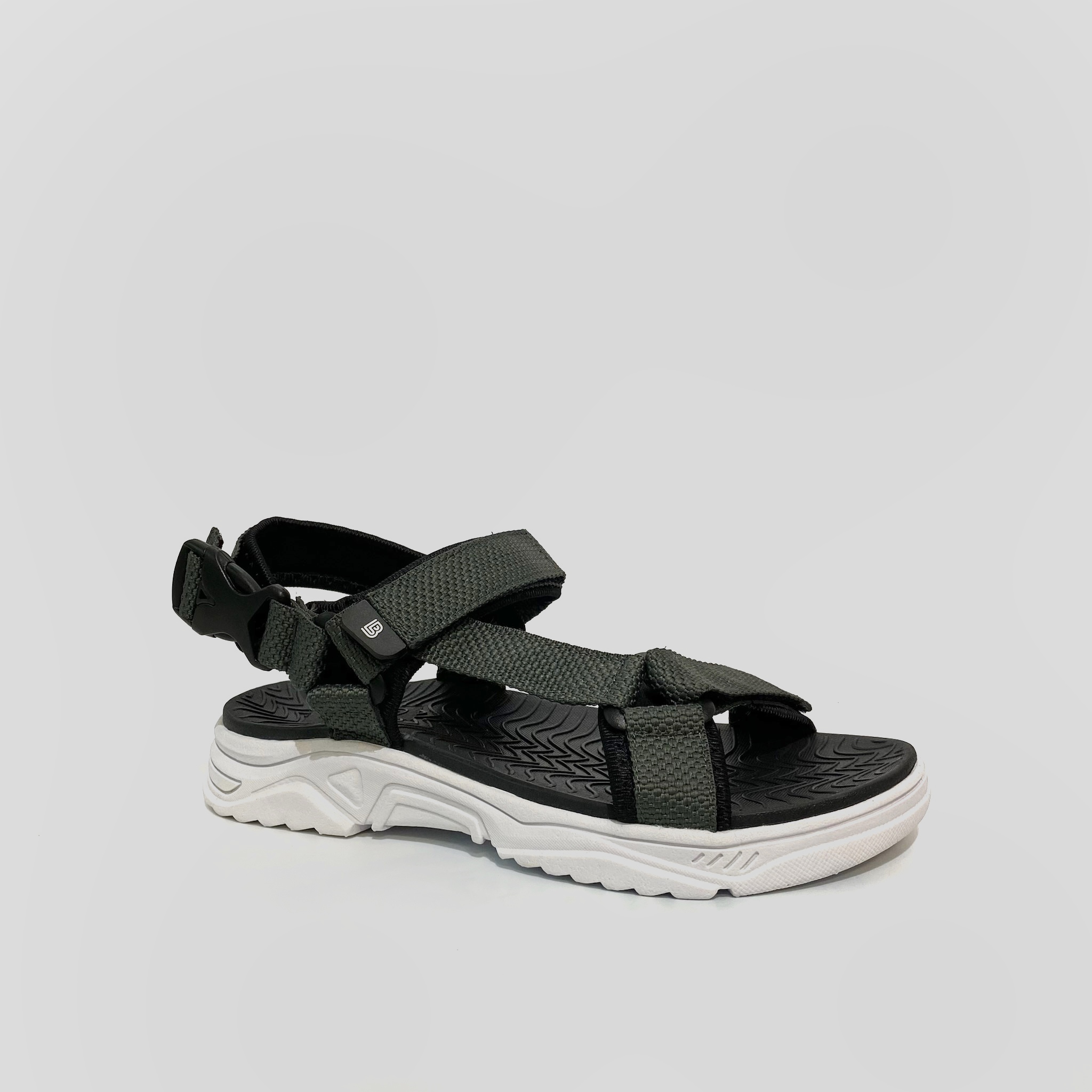 Giày Sandal Nam The Bily Quai Chéo - Đế Trắng Lót Đen Màu Xám BLDTMD01