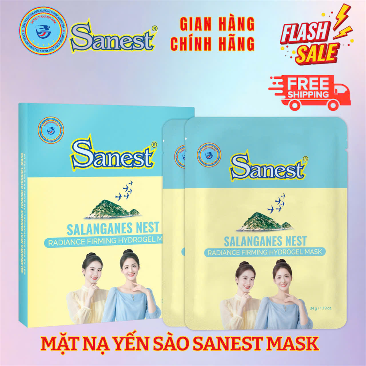 Hộp mặt nạ Yến sào Hydrogel làm sáng và săn chắc da