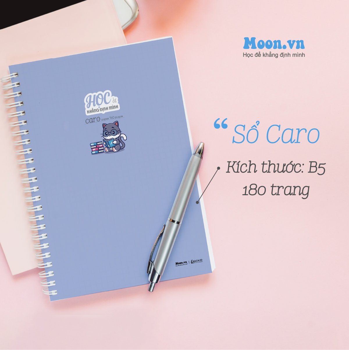 Sổ Caro lò xo B5 180 trang Moonbook