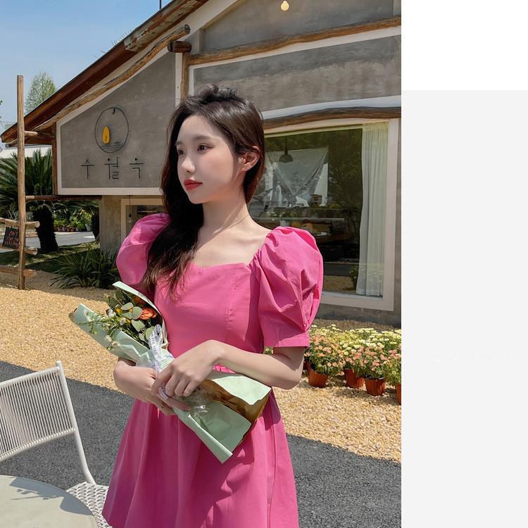 DIYIWEI 2023 Mùa hè Hàn Quốc phiên bản Pháp Vintage Orange Terrier Bowknot Thu hẹp eo Hiển thị Skinny Short Dress Cô gái nhỏ