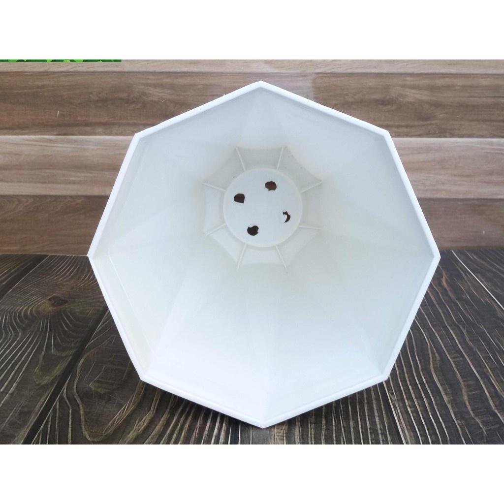 Bộ 4 Chậu Nhựa Trồng Cây Tám Cạnh Giả Sứ Lớn Trắng Bền Chắc, Rất Đẹp Trang Nhã, Trồng Hoa Kiểng, Cây Ăn