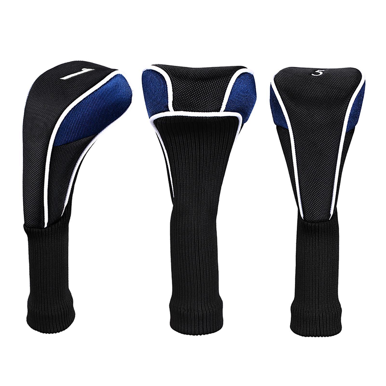 3Pcs/Set Golf Club Head Covers Driver 1 3 5 Fairway Woods Headcover with Tags Long Neck