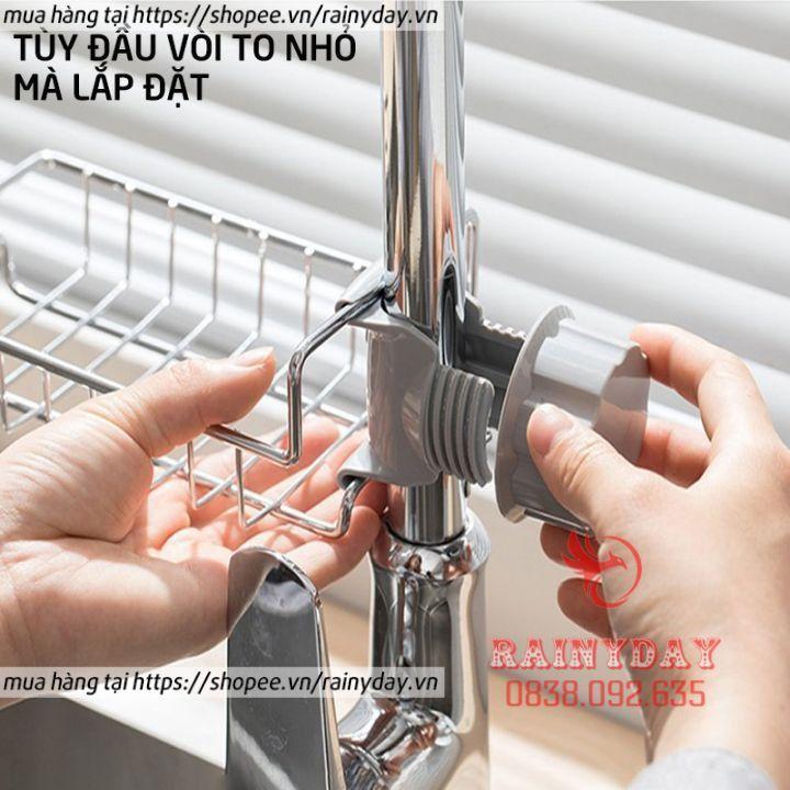 Giá khay inox để đựng đồ rẻ rửa bát chén miếng xà phòng gắn treo vòi nước bồn chậu nhà bếp