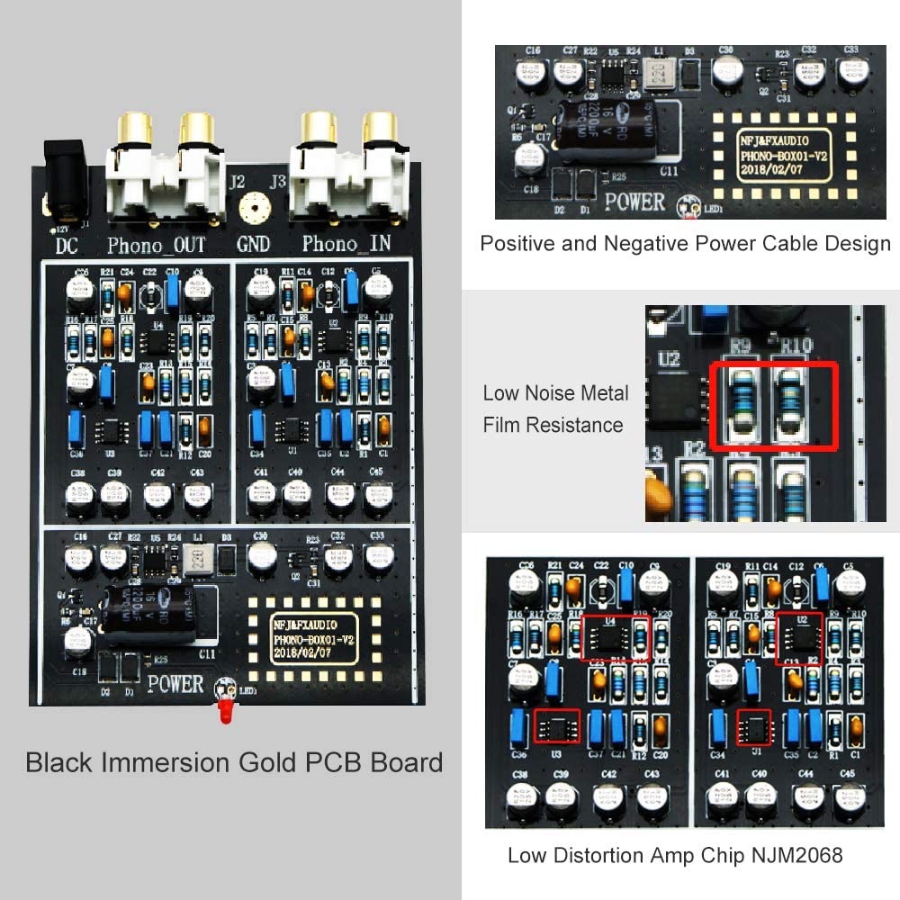 Bộ tiền khuếch đại FX-Audio BOX01 Phono Preamp RCA Input Output MM Phonograph Preamplifier for Turntable DC 12V Low Noise Pre-amp for Home Audio Stereo Recorder Player - Hàng Chính Hãng