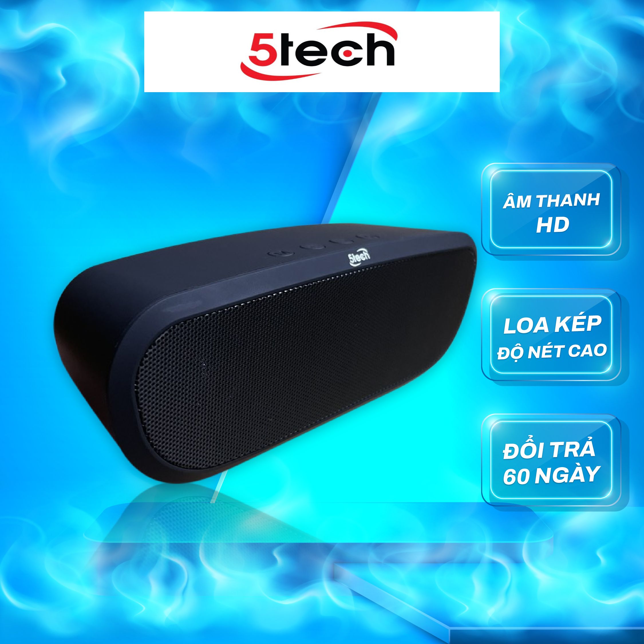 Loa bluetooth 5TECH BS1 hàng chính hãng, loa mini cầm tay di động âm thanh sống động, âm bass siêu trầm nghe nhạc cực đỉnh dành cho điện thoại, máy tính,...