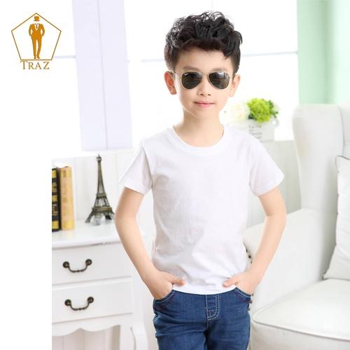 Áo Thun Phông TRAZ Ngắn Tay Cổ Tròn Trơn Bé Trai Bé Gái Chất Vải Cotton Cao Cấp Co Giãn Mềm Mại