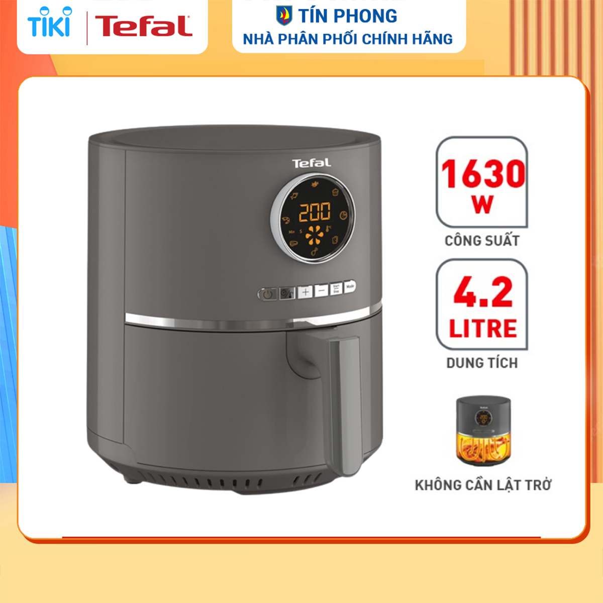 Nồi chiên không dầu Tefal EY111B15 - Công suất 600W - Hẹn giờ 60 phút - Dung tích 4.2 Lít - Hàng chính hãng - Bảo hành 24 tháng