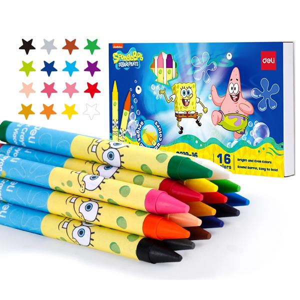 Hộp 16 Bút Sáp Màu - Hình Bọt Biển Spongebob - Deli EC219-16