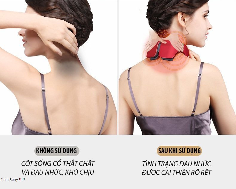 Massage Đốt Sống Cổ Vai Gáy Cải Tiến Với 6 Đầu Massage, 12 Mức Điều Chỉnh, Đa Chức Năng Xung Điện, Chườm Nóng